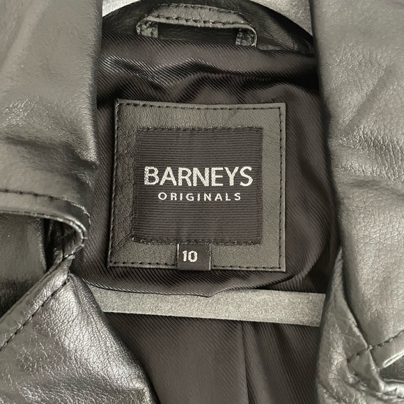Barneys black 100% sheep leather jacket, size US 10 - Picture 4 of 10
